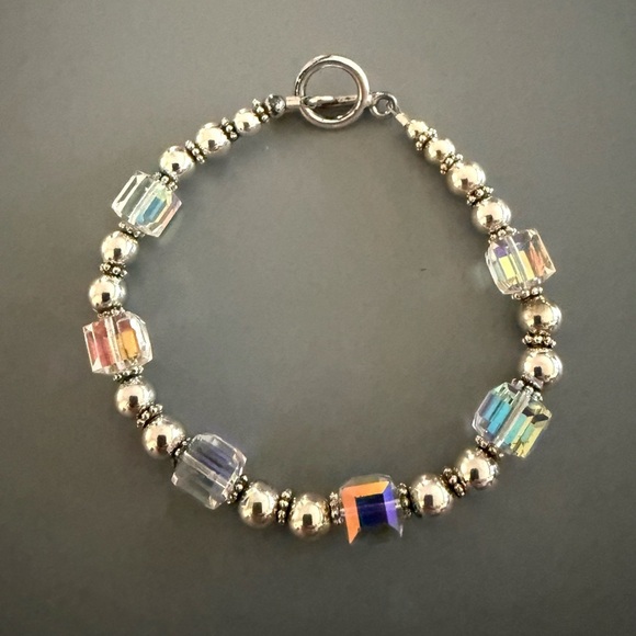 Sterling Silver Aurora Borealis Crystal Bracelet - Picture 1 of 5